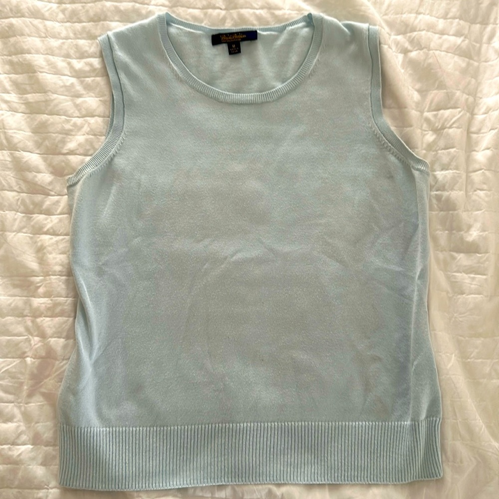BROOKS BROTHERS supima cotton Sleeveless Shell Sweater Vest Top light blue M